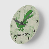 T-Rex Tyrannosaurus Rex Dinosaur Cartoon Kids Boys Runde Wanduhr (Winkel)