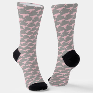 T-Rex Tyranosaurus Königin Dinosaurier Rosa Grau S Socken