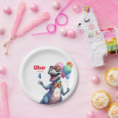 T-Rex Tyronasaurus Dinosaur Farbiger Geburtstag Pappteller (Party)