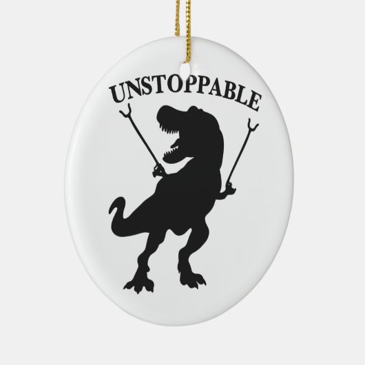 T-rex unaufhaltsam - Hintergrundfarbe auswählen Keramik Ornament (Rechts)