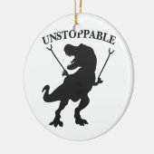 T-rex unaufhaltsam - Hintergrundfarbe auswählen Keramik Ornament (Links)