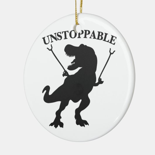 T-rex unaufhaltsam - Hintergrundfarbe auswählen Keramik Ornament (Links)