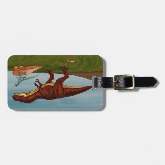 T-Rex und Velociraptor Gepäckanhänger (Vorderseite horizontal)