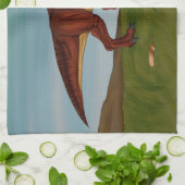 T-Rex und Velociraptor Geschirrtuch (Gefaltet)
