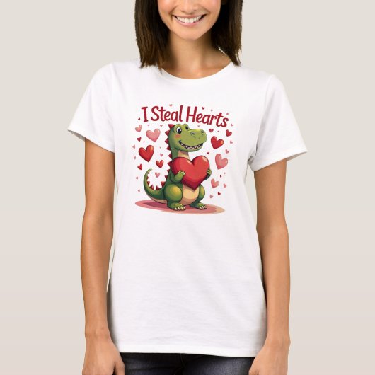 T-Rex Valentine's Day T - Shirt I Steal Hearts (Vorderseite)