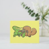T-rex vs Platypus Postkarte (Stehend Vorderseite)