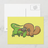 T-rex vs Platypus Postkarte (Vorne/Hinten)