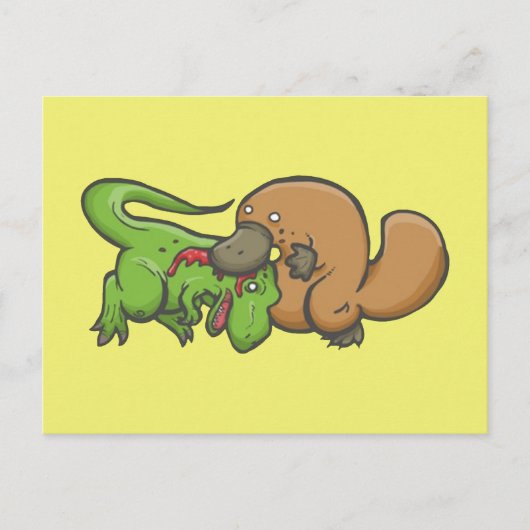 T-rex vs Platypus Postkarte (Vorderseite)