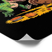 T-Rex vs. Truthahn Lustiges Thanksgiving-Dinosauri Poster (Ecke)