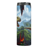 T-Rex Vulkanausbruch Urzeitliches Brüllen Thermosbecher (Rückseite)