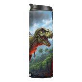T-Rex Vulkanausbruch Urzeitliches Brüllen Thermosbecher (Nach rechts gedreht)