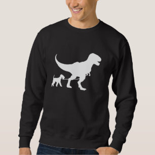 T-Rex Walking a Dog Funny Airedale Terrier Vater D Sweatshirt