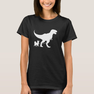 T-Rex Walking a Dog Funny Papillon Dog Vater Dog L T-Shirt