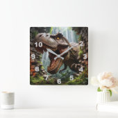T-Rex Wall Clock Quadratische Wanduhr (Zuhause)