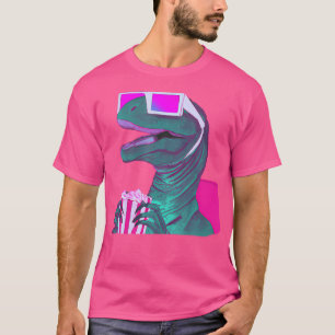 T Rex Watching Film Eating Popcorn Funny Dinosaur T-Shirt