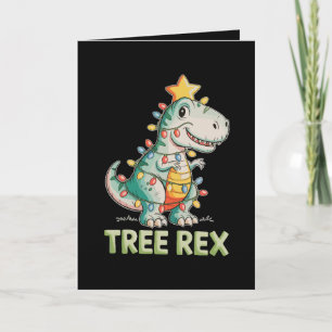 T-Rex Weihnachts-Dinosaurier T-Rex Xmas Lichter Karte