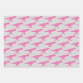 T-Rex Weihnachtskönig Dinosaurier Rosa Grau Power Geschenkpapier Set (Vorderseite)
