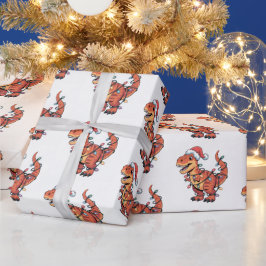 T-Rex Weihnachtslicht Funny Kids Wrapping Paper Geschenkpapier