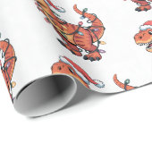 T-Rex Weihnachtslicht Funny Kids Wrapping Paper Geschenkpapier (Rolleneckpunkt)