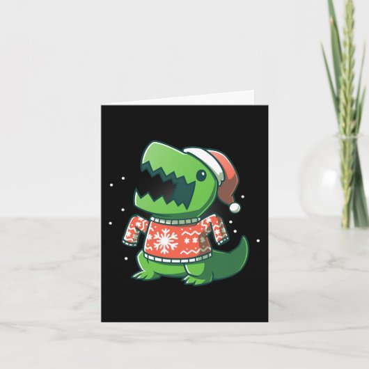 T-Rex Weihnachtslustige Dinosaurier Ugly Saurus Karte (Vorderseite)