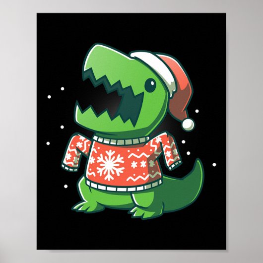 T-Rex Weihnachtslustige Dinosaurier Ugly Saurus Poster (Vorne)