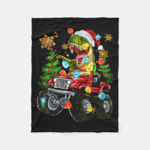 T-Rex Weihnachtsmann im Monstertruck mit Weihnacht Fleecedecke