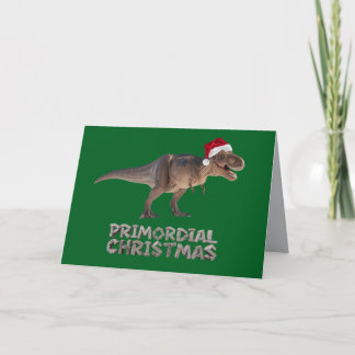 T-Rex-Weihnachtsmannmütze Karte