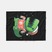 T-rex Weihnachtsspass Dinosaur Ugly Saurus Fleecedecke (Vorderseite (Horizontal))