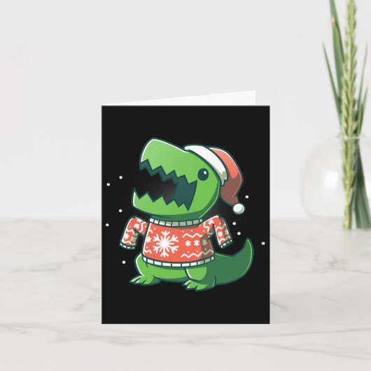 T-rex Weihnachtsspass Dinosaur Ugly Saurus Karte (Vorderseite)