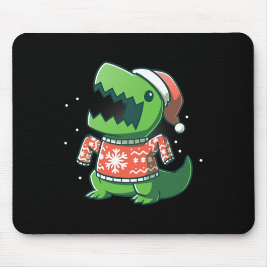 T-rex Weihnachtsspass Dinosaur Ugly Saurus Mousepad (Vorne)