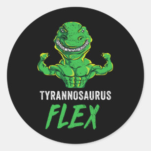T Rex Workout Funny Dinosaur Gym Weighthiebing Cut Runder Aufkleber