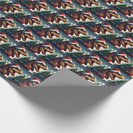 T-Rex zu Weihnachten 1 Geschenkpapier (Ecke)
