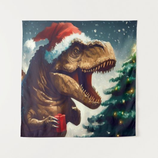 T-Rex zu Weihnachten 1 Wandteppich (Vorderseite)