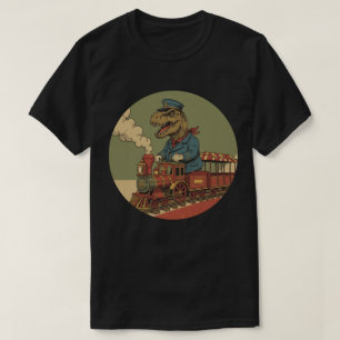 T-Rex-Zugführer - Vintage-Dinosaurien-Eisenbahn T-Shirt