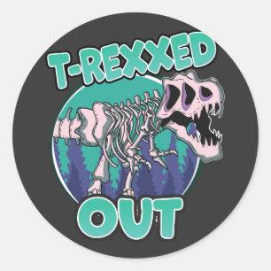 T-Rexxed Out Dinosaurier Runder Aufkleber