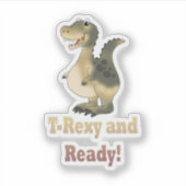 T-Rexy und Ready-Dino-Cartoon Aufkleber (Vorderseite)