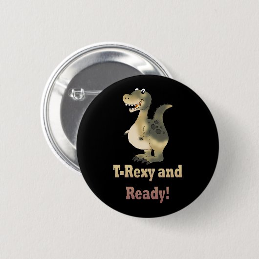 T-Rexy und Ready-Dino-Cartoon Button (Vorne & Hinten)