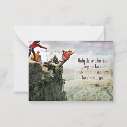 T.S. Eliot inspirierendes Zitat "Wie weit? Mitteilungskarte (Vorderseite)