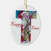 T SCHREIBEN /SANTA UND SAX, CHRISTMAS PARTY MONOGR KERAMIK ORNAMENT (Rechts)