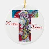 T SCHREIBEN /SANTA UND SAX, CHRISTMAS PARTY MONOGR KERAMIK ORNAMENT (Vorne)
