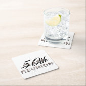 T-SHIRT 50. Klassen-Wiedersehen Rechteckiger Pappuntersetzer (Vor Ort)