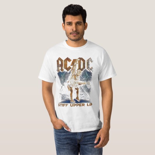 T-Shirt | acdc steife Oberlippe mit Blitz (Vorne ganz)