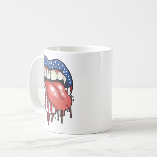 T - Shirt "American Flag Vampire Lips" Kaffeetasse (Vorderseite Links)