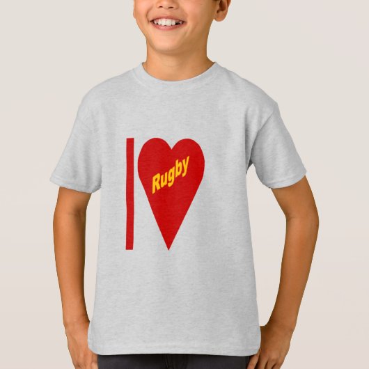 T-Shirt an Kinder I LOVE RUGBY (Vorderseite)