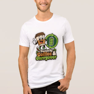 T-Shirt 'Angetrieben von Kaffee und Übertrag' für Tri-Blend Shirt