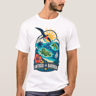T-Shirt Antigua und Barbuda Mid-Century Island