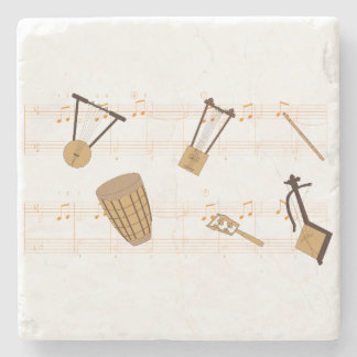 T - Shirt äthiopischer Musikinstrumente Steinuntersetzer