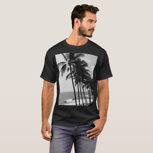 T - Shirt aus Schwarz-Weiß-Palmen (Vorne ganz)