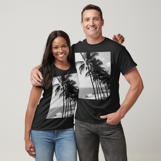 T - Shirt aus Schwarz-Weiß-Palmen (Unisex)