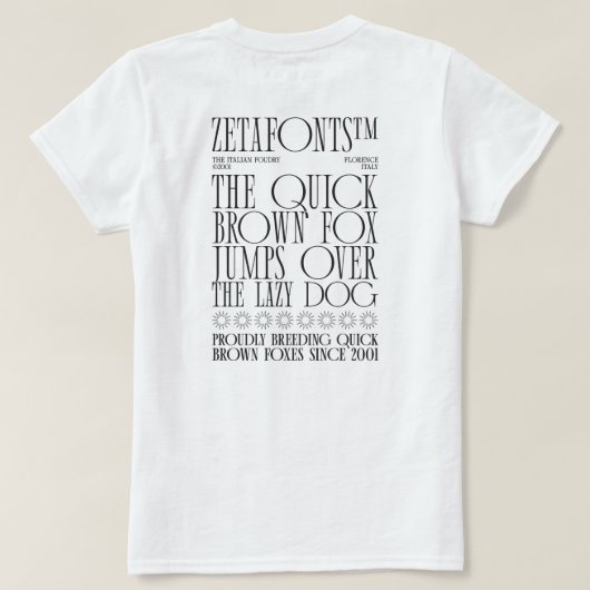 T-Shirt (B) - Zetafonts Pangramm (Design Rückseite)